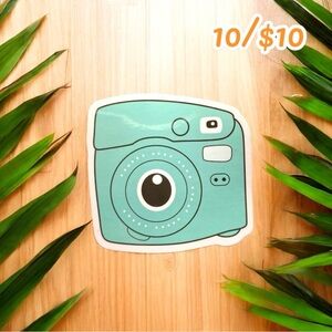 10 / $10 - Teal Instant Camera Vinyl Sticker - Photography / Retro